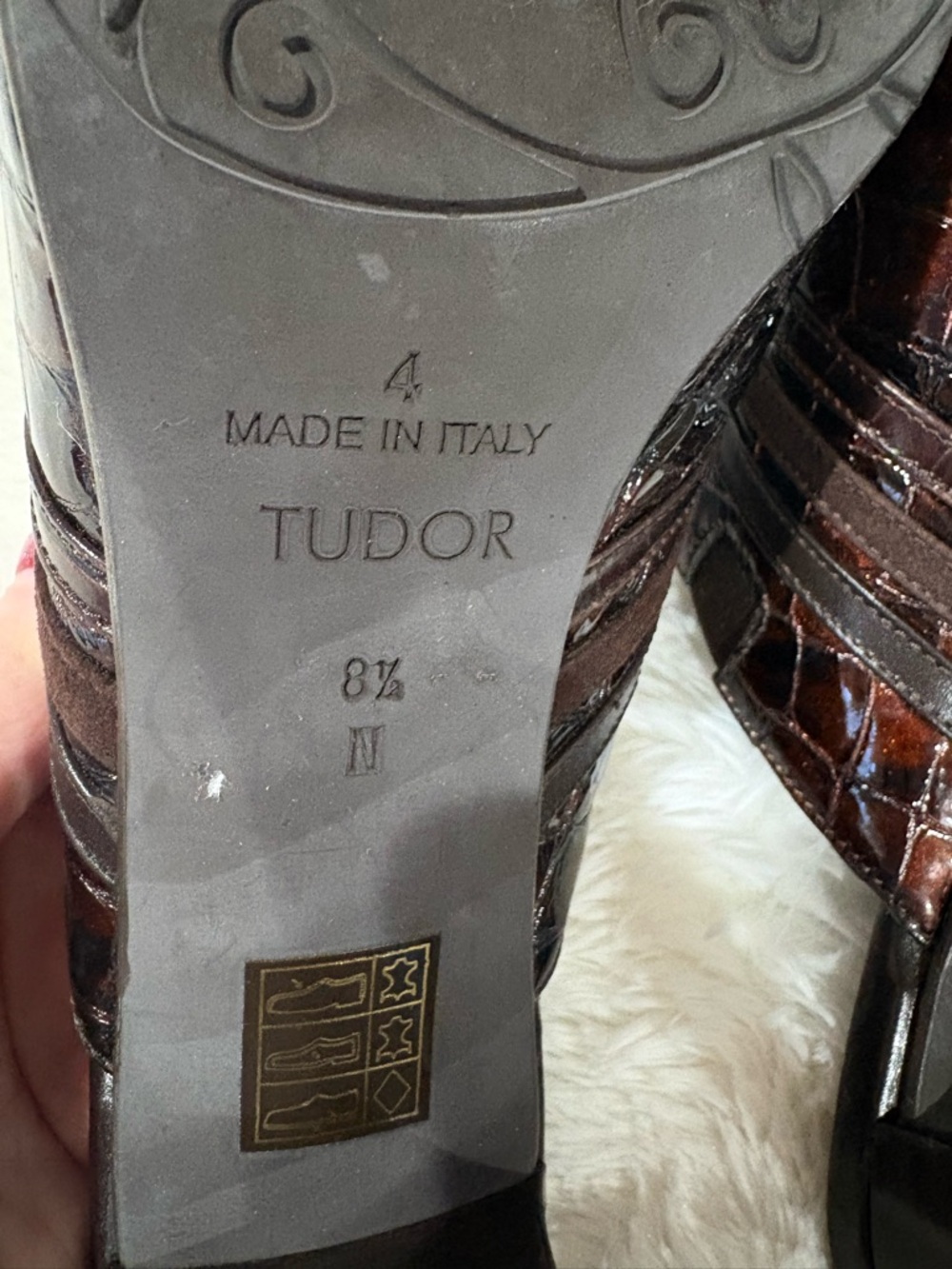 Brighton  Dark Brown Croc-Embossed Slip-On Mules with Silver Buckle - Picture 11 of 12